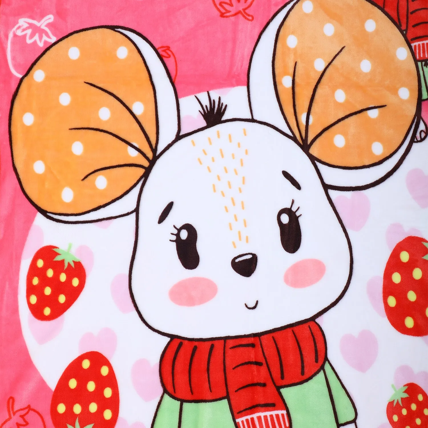 Baby Moo Strawberry Rabbit Super Soft Swaddling All Season Blanket - Red