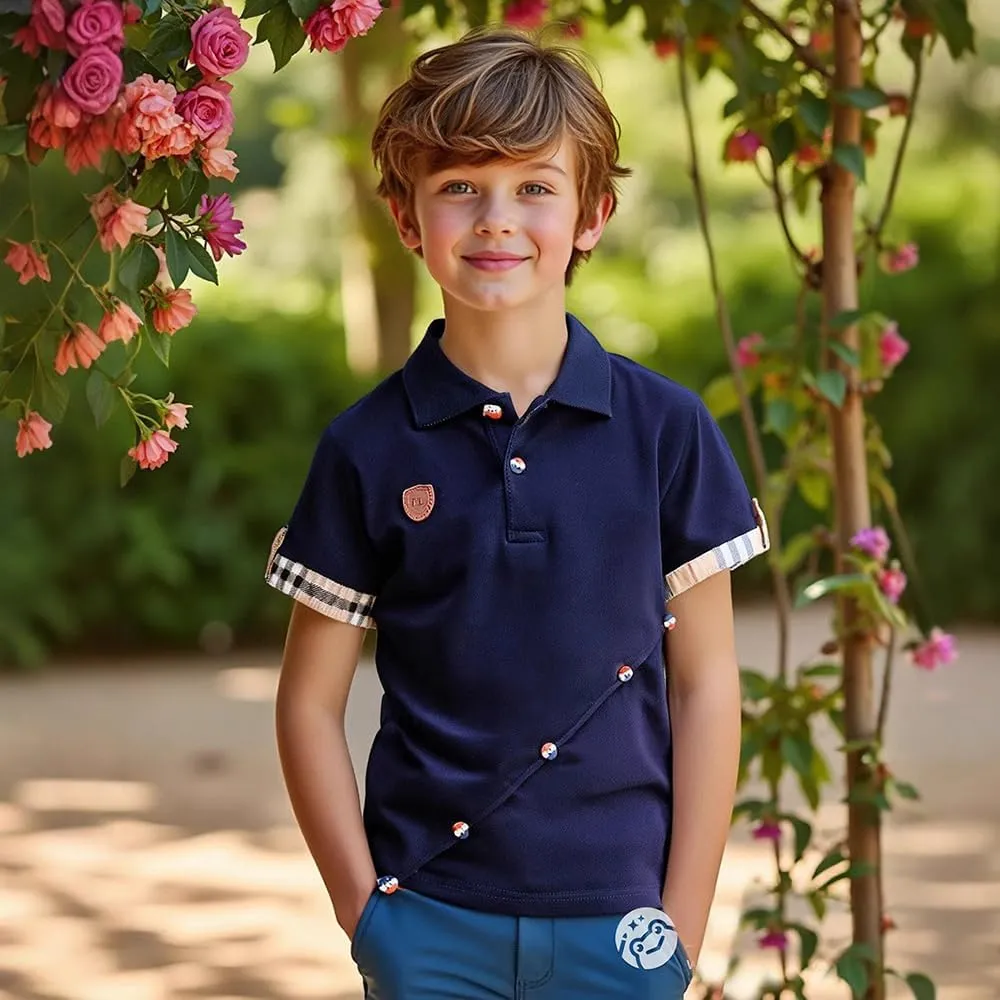 Boys' Short Sleeve Polo Shirt Cool Uniform Pique Polo Shirts for boy