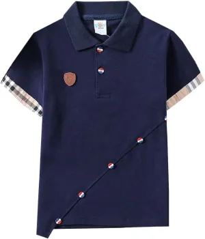 Boys' Short Sleeve Polo Shirt Cool Uniform Pique Polo Shirts for boy