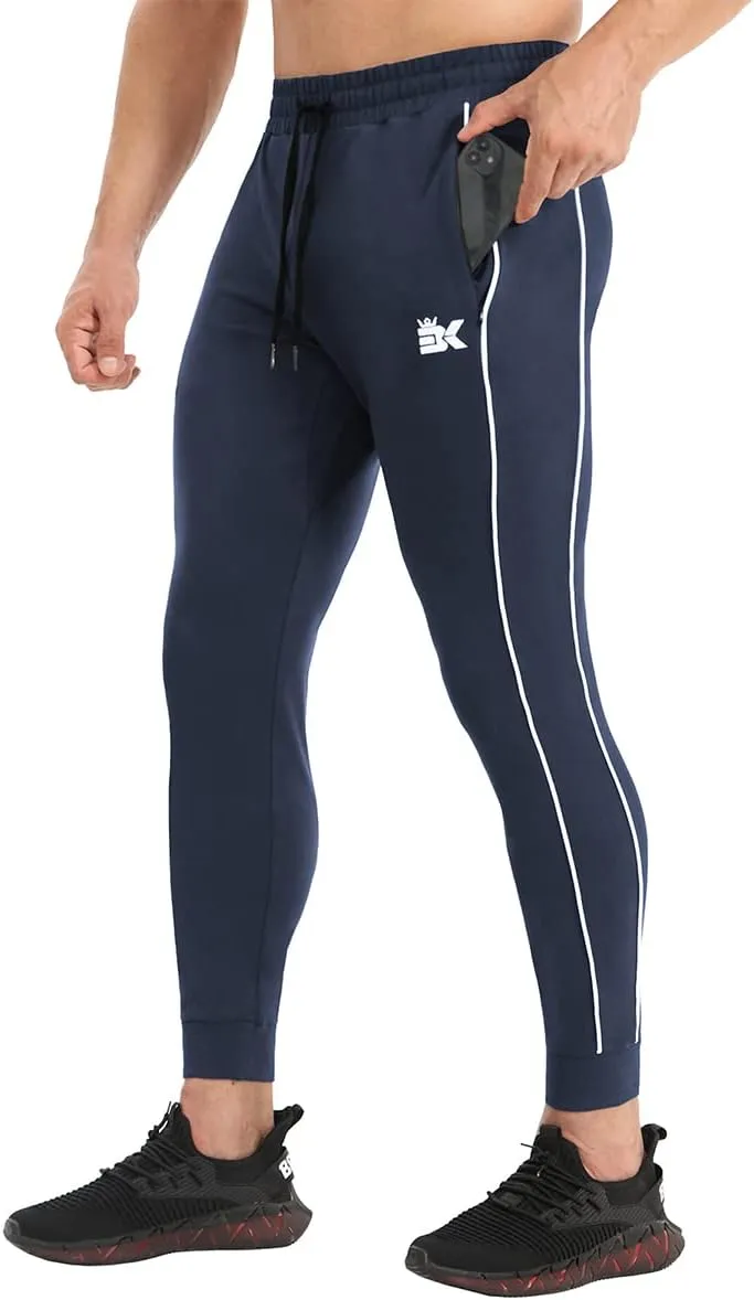 BROKIG Men's Slim Fit Workout Joggers Pants, Casual Breathable Gym Training Tapered Sweatpants with Zipper Pockets