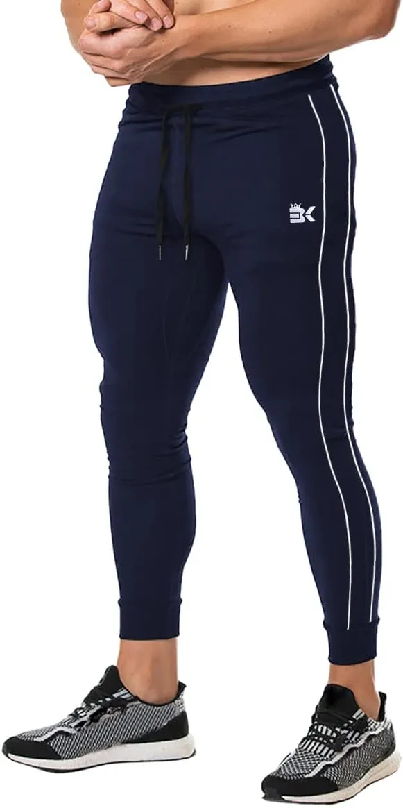 BROKIG Men's Slim Fit Workout Joggers Pants, Casual Breathable Gym Training Tapered Sweatpants with Zipper Pockets