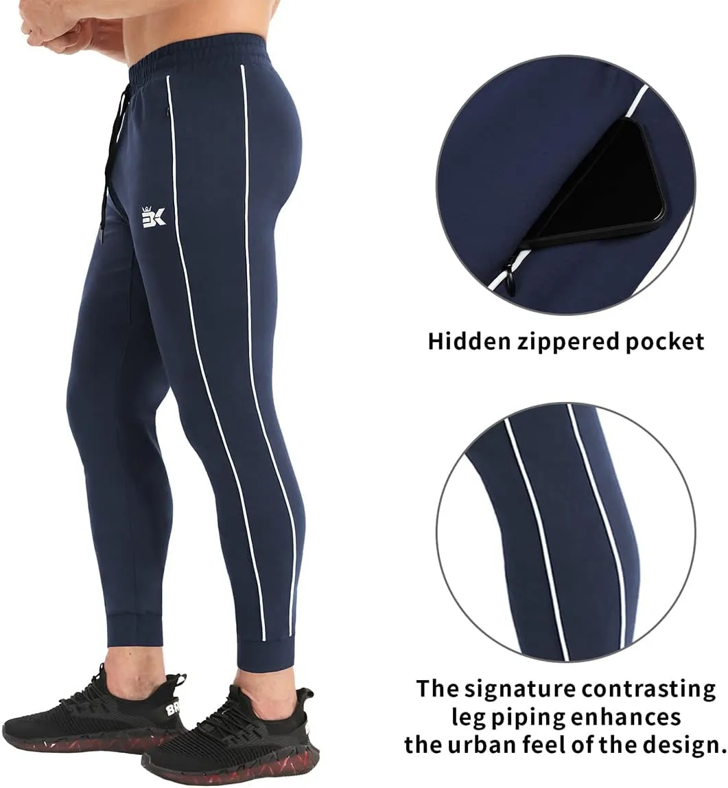 BROKIG Men's Slim Fit Workout Joggers Pants, Casual Breathable Gym Training Tapered Sweatpants with Zipper Pockets