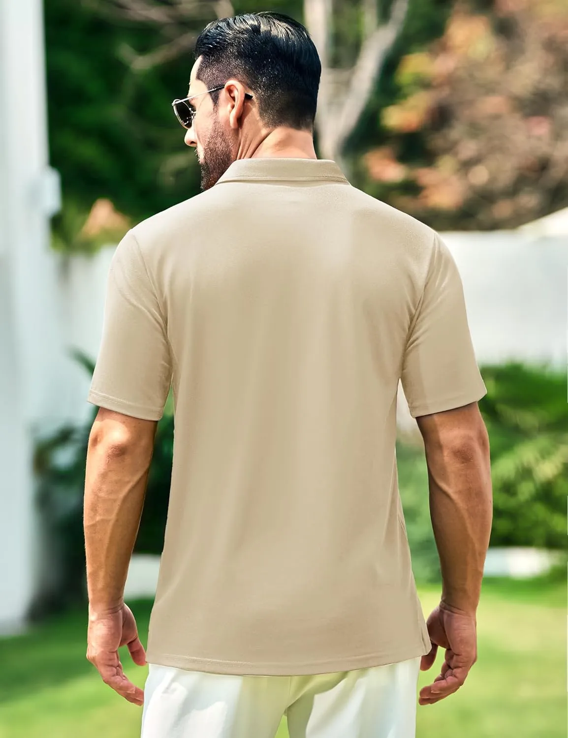 Cotrasen Men's Polo Shirts Short Sleeve Soft Cotton Pique T-Shirts 3 Buttons Classic Fit Casual Performance Golf Shirts