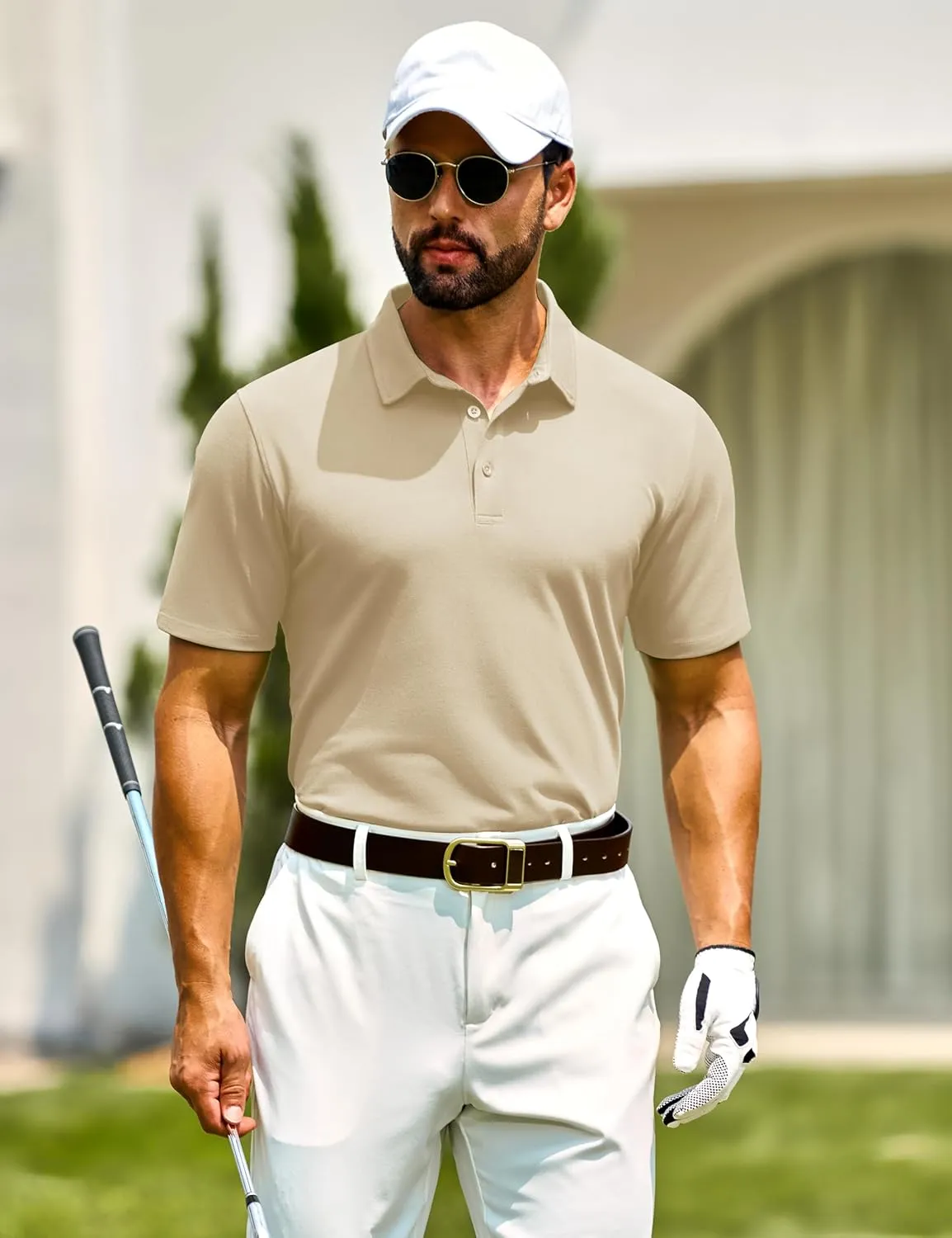 Cotrasen Men's Polo Shirts Short Sleeve Soft Cotton Pique T-Shirts 3 Buttons Classic Fit Casual Performance Golf Shirts
