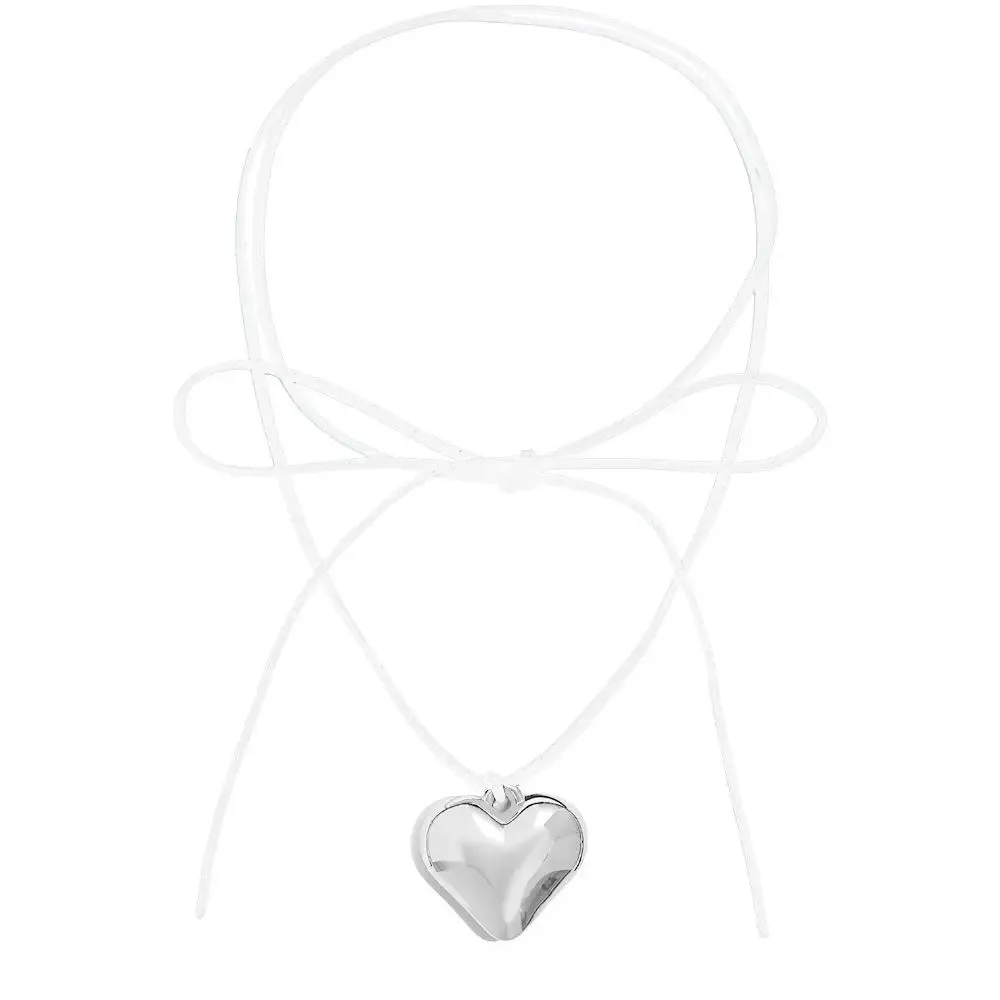 Diy Jewelry Goth Black Velvet Big Heart Pendant Choker Necklace for Women Elegant Weave Knotted Bowknot Adjustable Chain