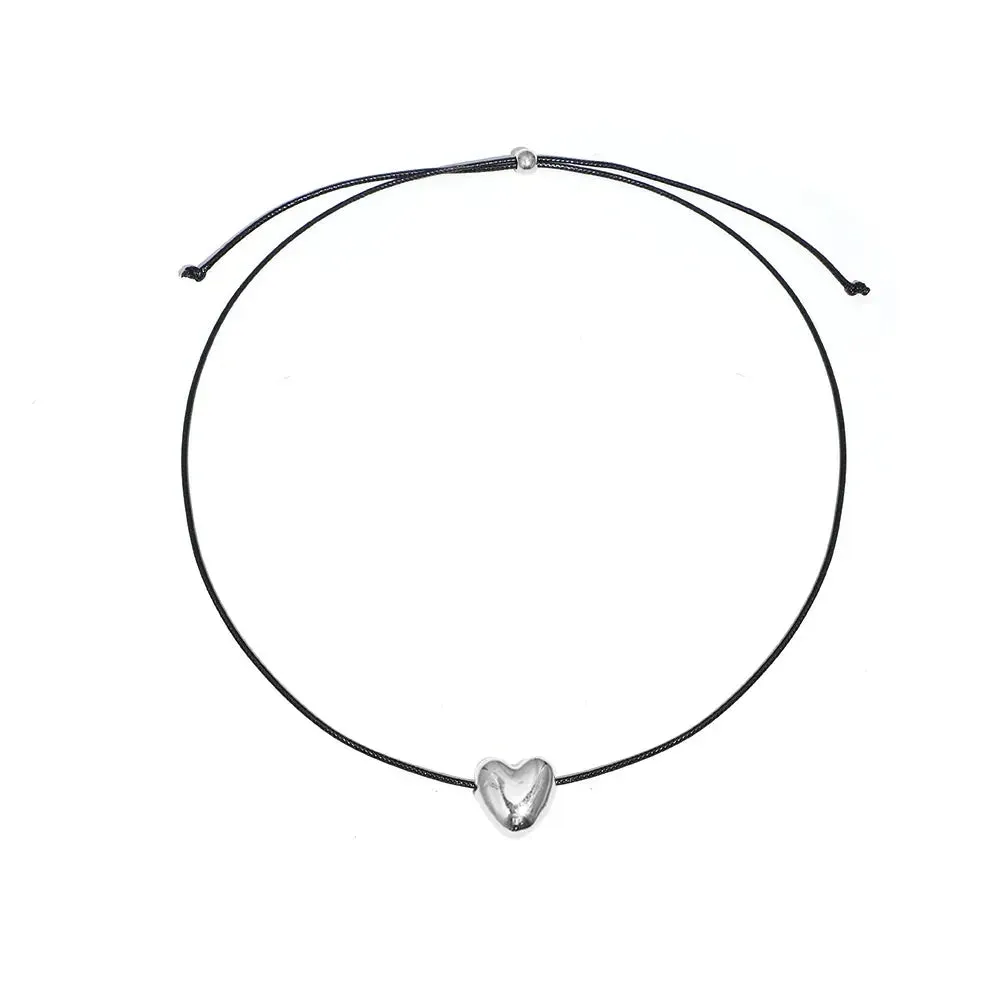 Diy Jewelry Goth Black Velvet Big Heart Pendant Choker Necklace for Women Elegant Weave Knotted Bowknot Adjustable Chain