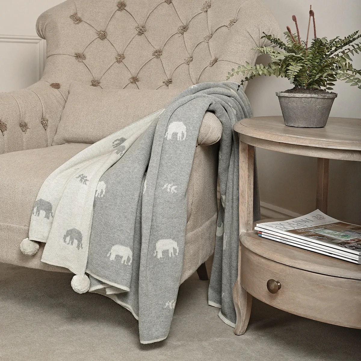 Elephant Knitted Throw