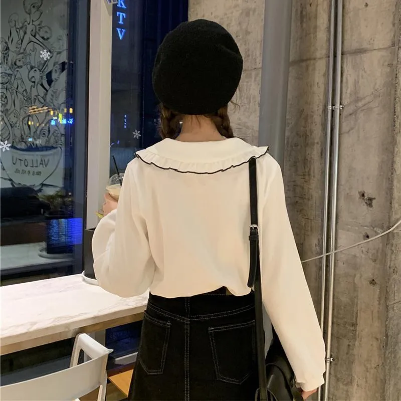 Front Bowknot Peter Pan Collar Shirt