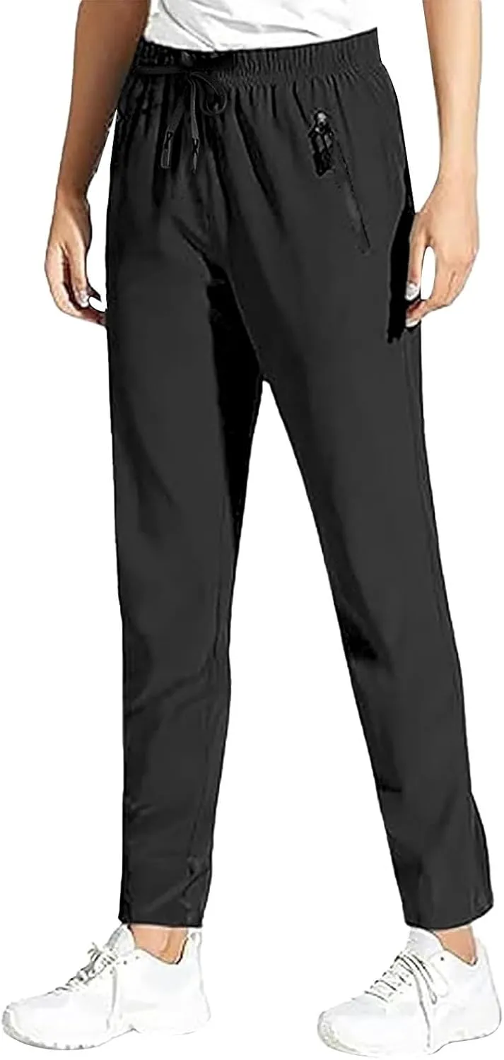 Glide Pants for Women Comfy Stretch Breathable Casual Drawstring Elastic Waist Trousers Quick Dry Active Yoga Pant Seniors