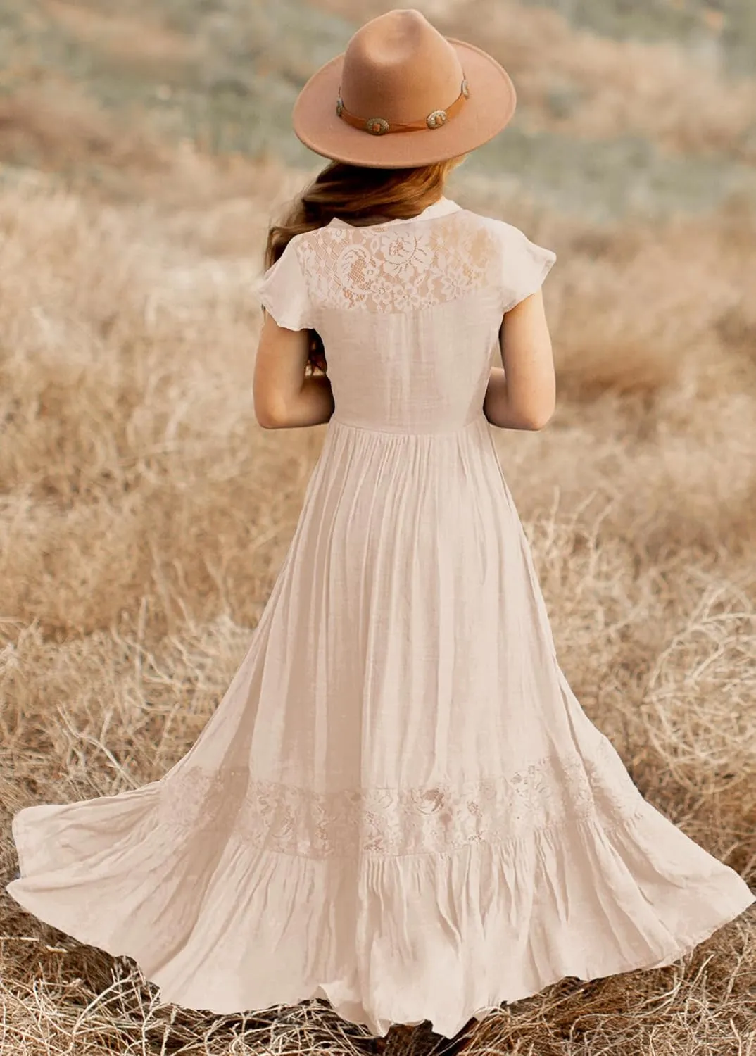 HOSIKA Girls Elegant Lace Ruffle Sleeve A-Line Formal Wedding Party Flower Girl Dress 6-12 Years
