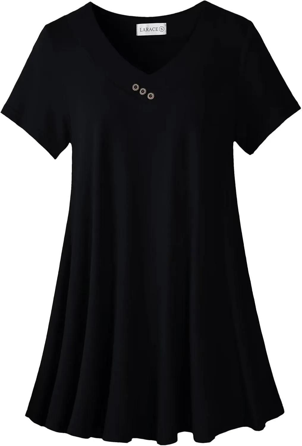 LARACE Plus Size Tops for Womens T Shirts Button Down Summer Clothes Short Sleeve Tunics Casual V Neck Blouses