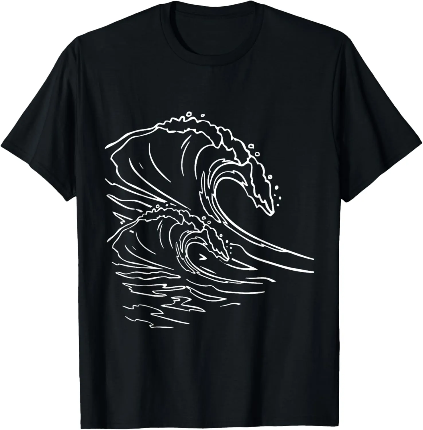 Line Art Ocean Wave Abstract Minimalist Cool Novelty Gifts T-Shirt