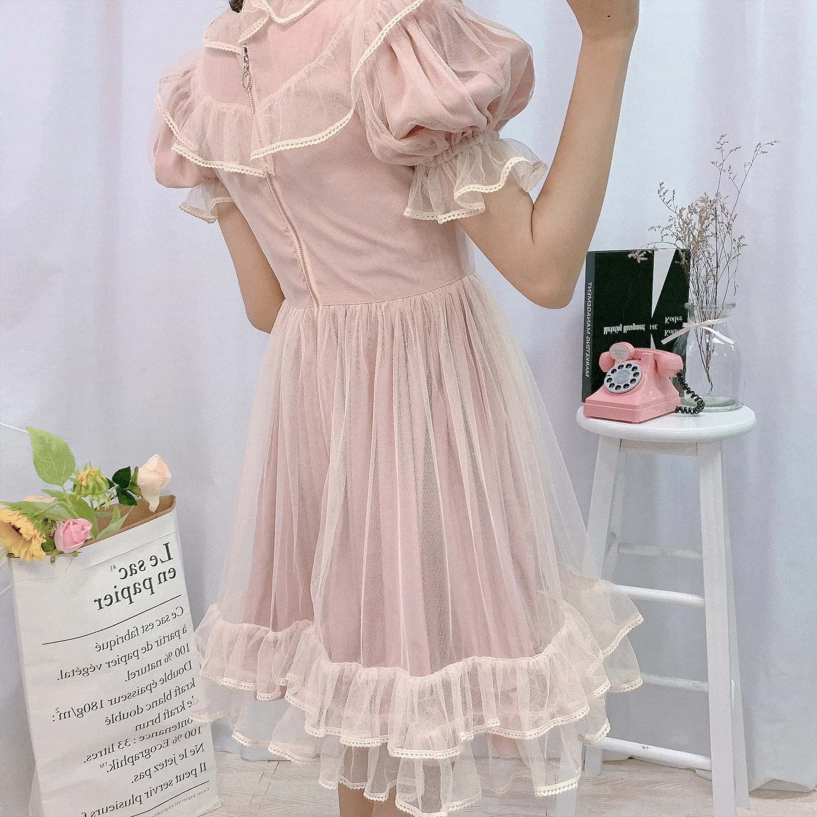 Lolita Two-layered Mesh Dress With Bowknot