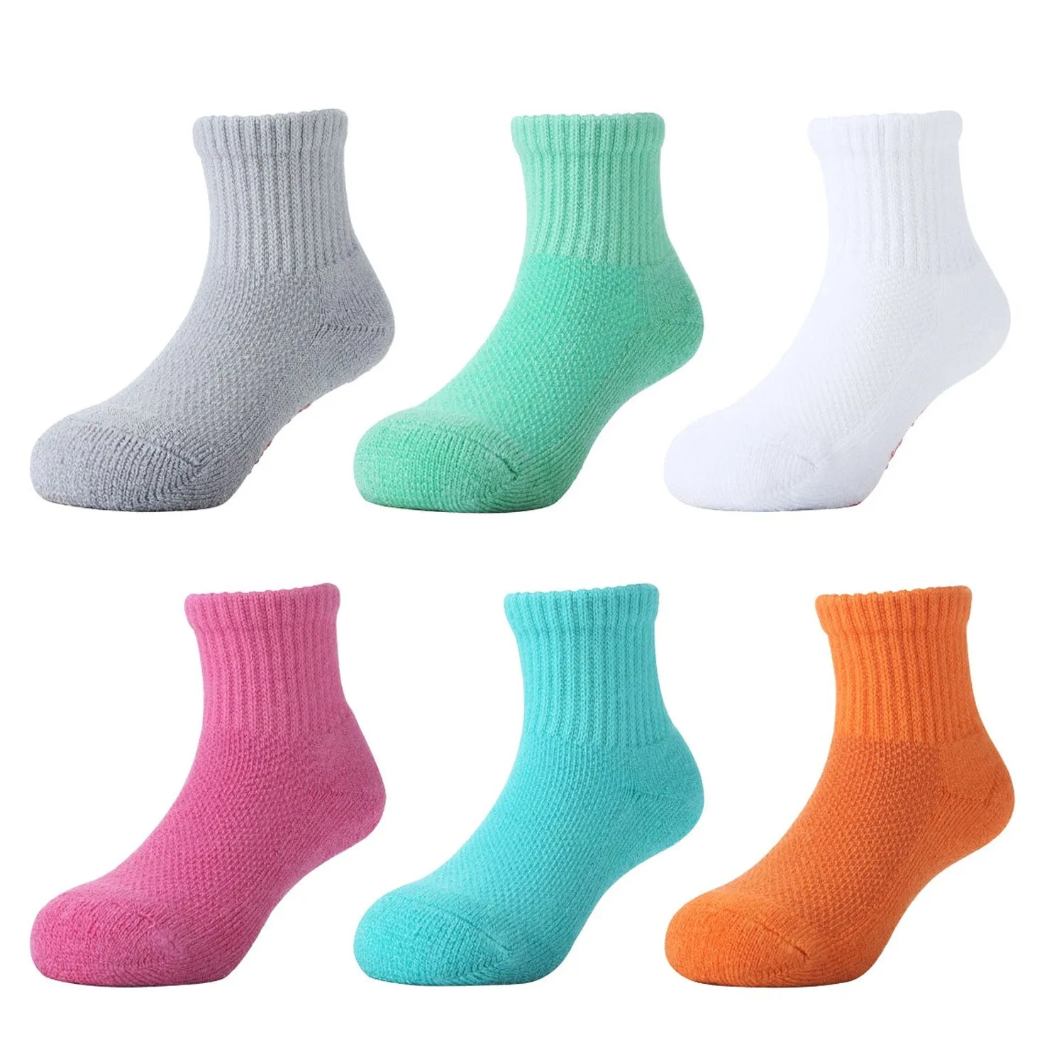 MD 6 Pairs Baby Bamboo Cushioned Newborn Toddler Non-Skid Socks