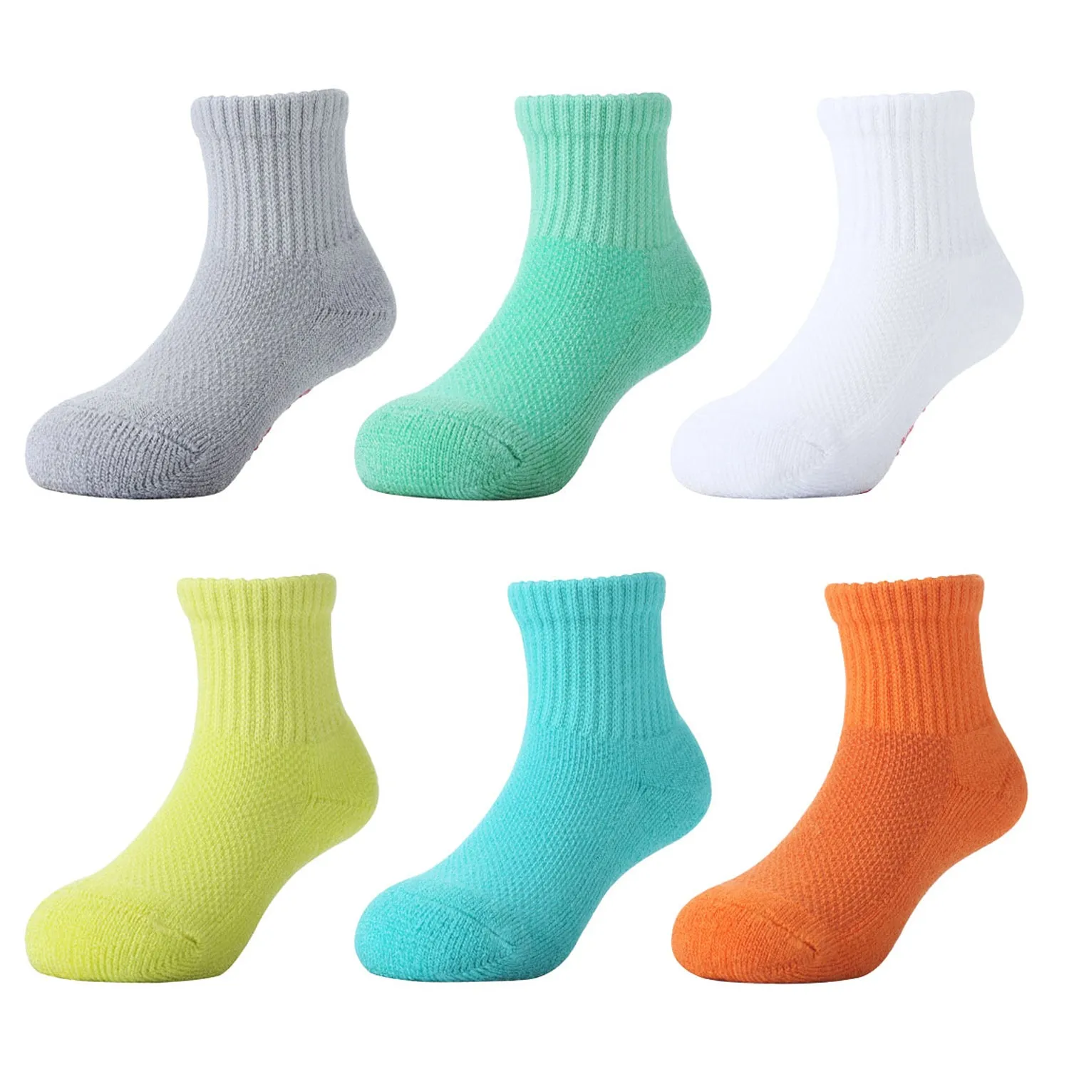 MD 6 Pairs Baby Bamboo Cushioned Newborn Toddler Non-Skid Socks