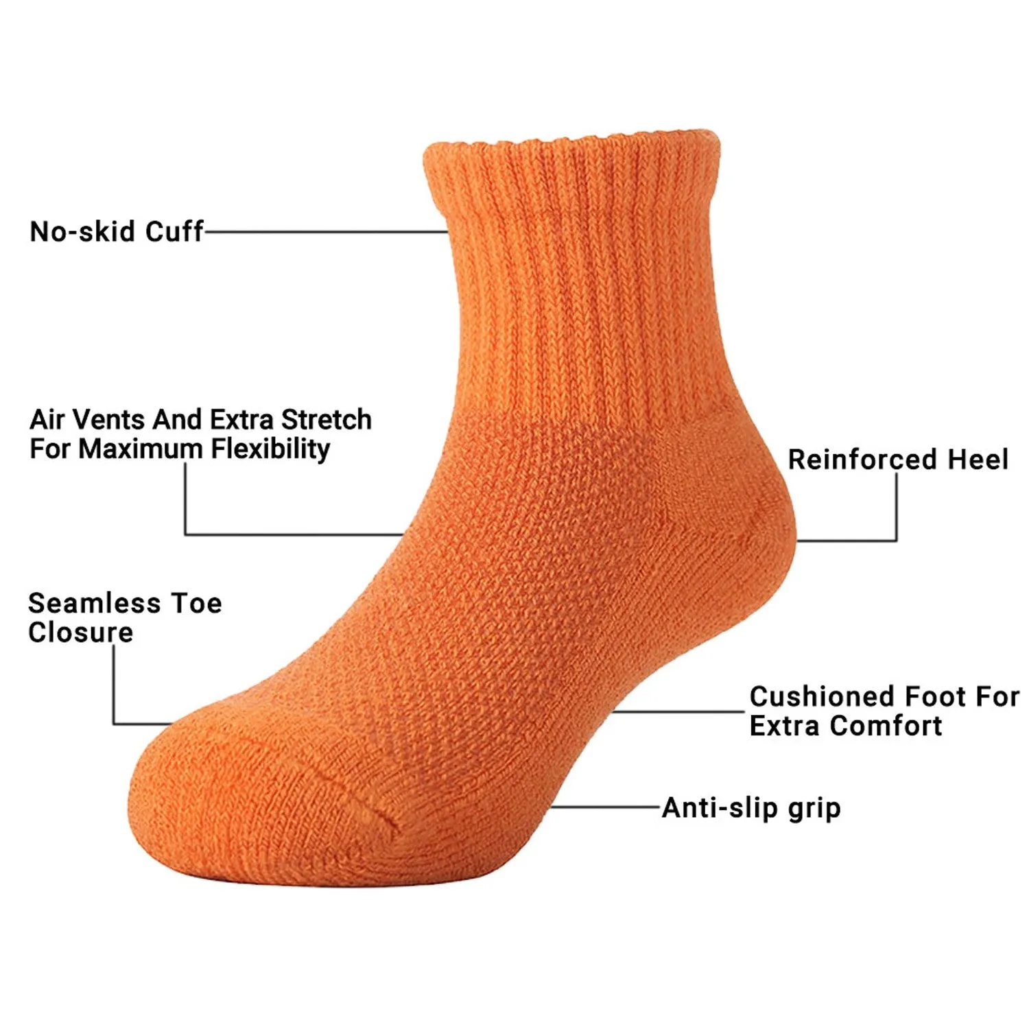 MD 6 Pairs Baby Bamboo Cushioned Newborn Toddler Non-Skid Socks