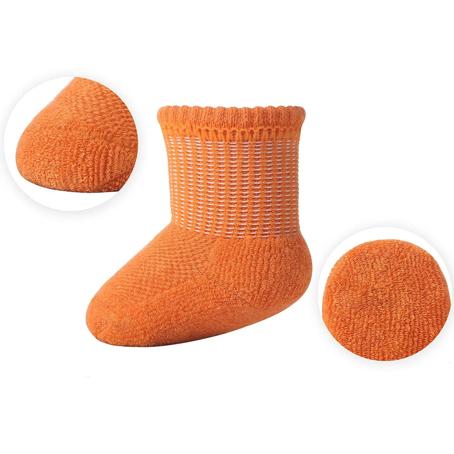 MD 6 Pairs Baby Bamboo Cushioned Newborn Toddler Non-Skid Socks
