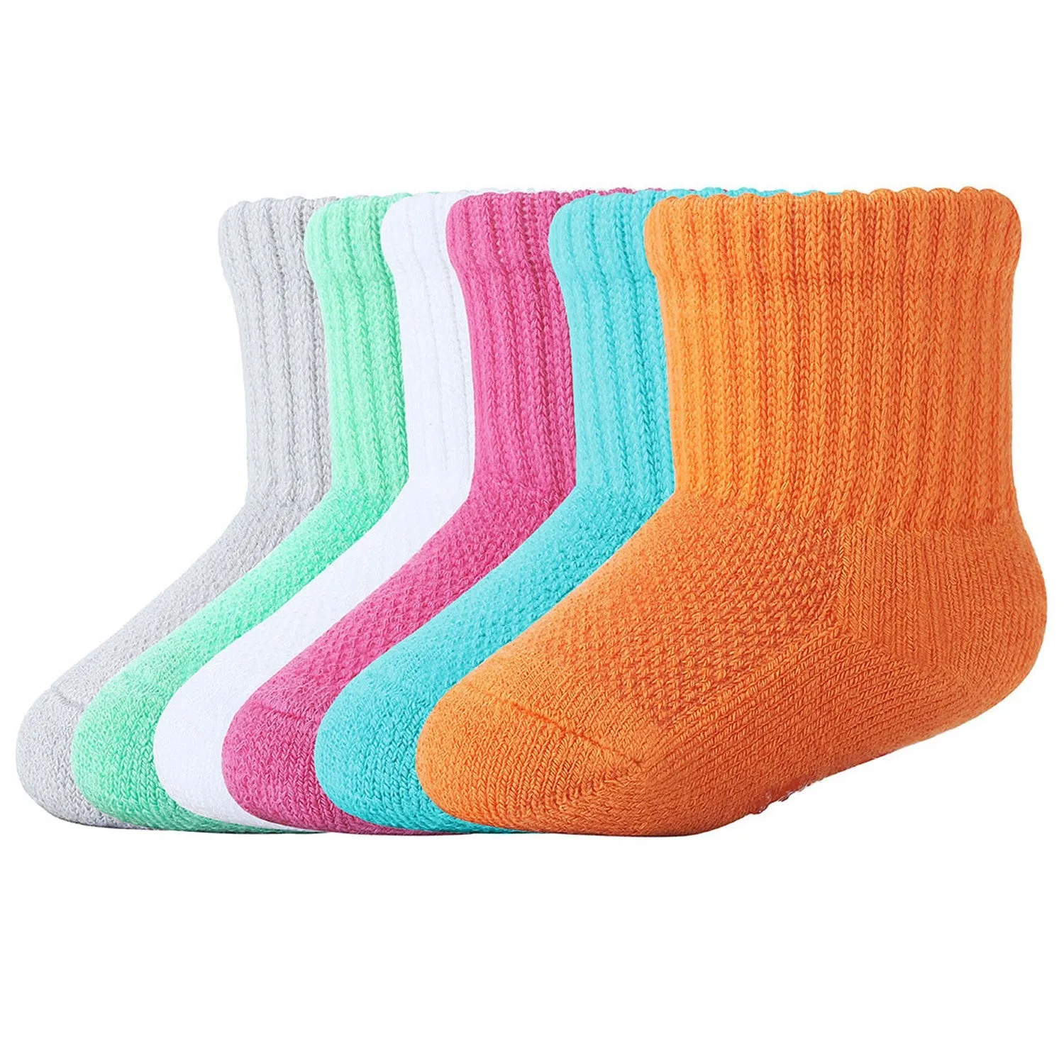 MD 6 Pairs Baby Bamboo Cushioned Newborn Toddler Non-Skid Socks
