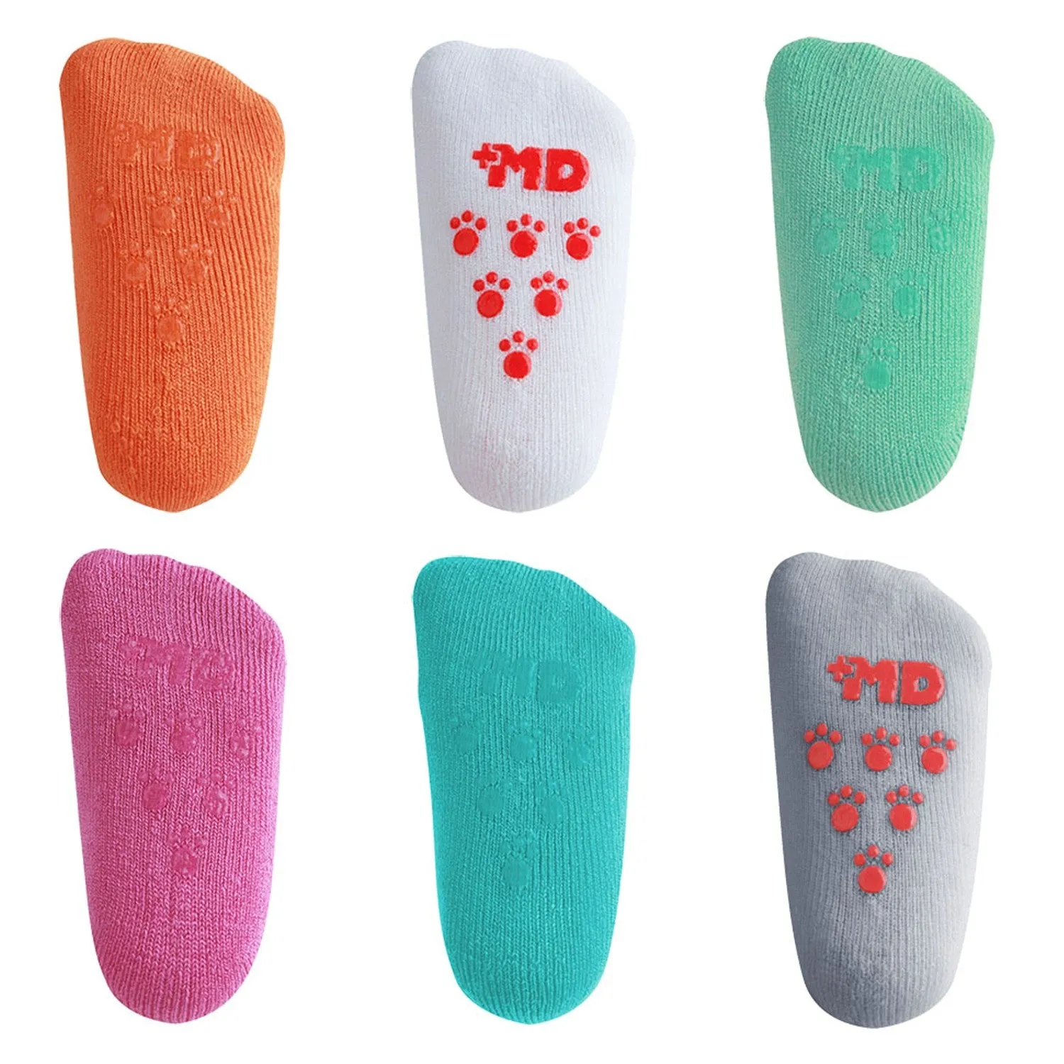 MD 6 Pairs Baby Bamboo Cushioned Newborn Toddler Non-Skid Socks