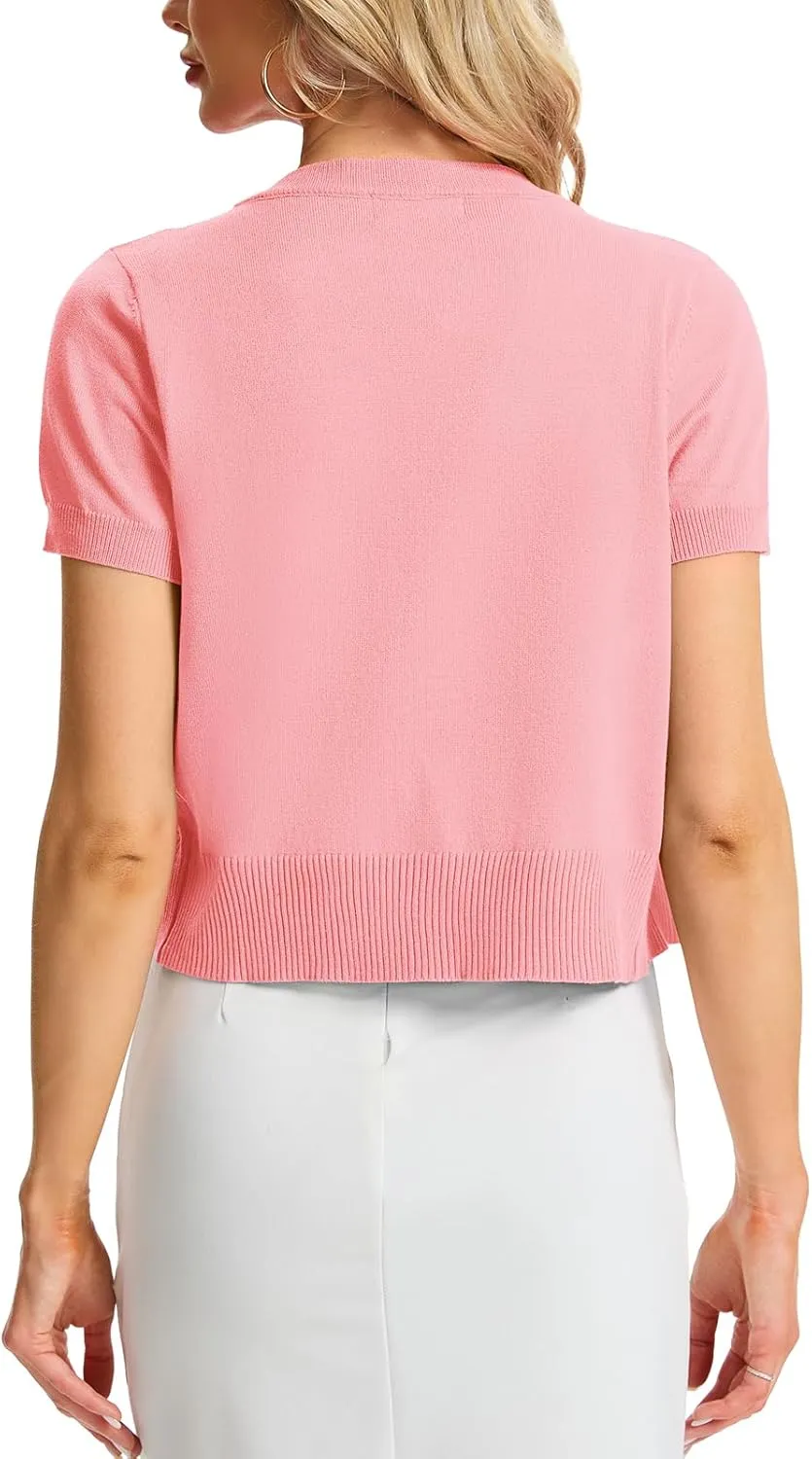 MINTLIMIT Women's Cropped Shrug Bolero 3/4 Sleeve Button Down Cardigan Sweater