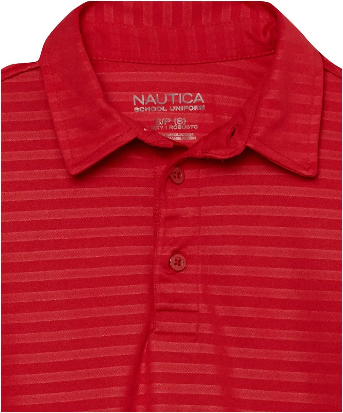 Nautica Boys' Active Short Sleeve Polo Shirt, Button Closure & Embossed Stripes, Breathable Performance Fabric