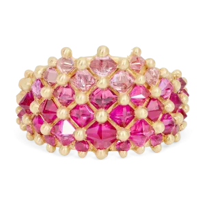 Pink Snap Dragon Half Shield Ring - Made to Order