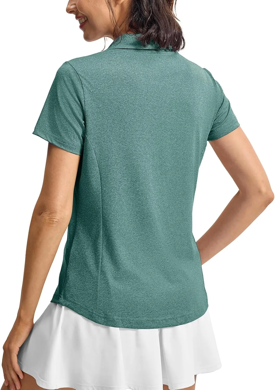 Rdruko Women's Golf Shirts Short Sleeve Polo Tennis V Neck Collared Shirts Dry Fit