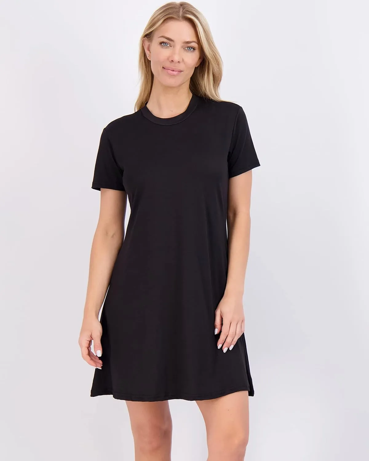 Real Essentials 3-Pack: Women's Super-Soft Short Sleeve Dress Loose Casual Plain Simple Summer T-Shirt (Available in Plus)