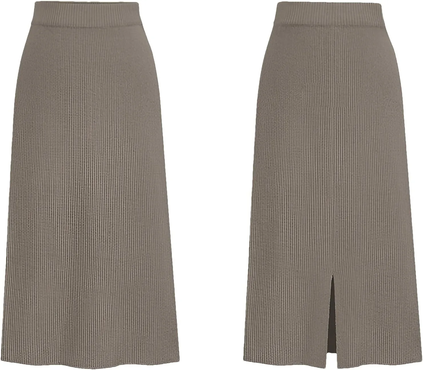 rismart Women Knitting Pencil Skirt Casual Below The Knee Stretch High Waist Elastic Skirts