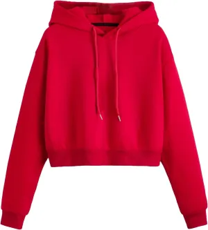 SHENHE Women's Cropped Sweatshirt Long Sleeves Drawstring Pullover Simple Crop Hoodie