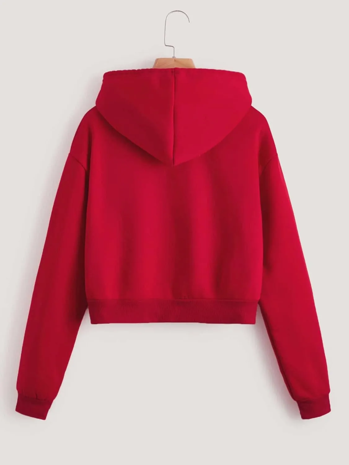 SHENHE Women's Cropped Sweatshirt Long Sleeves Drawstring Pullover Simple Crop Hoodie