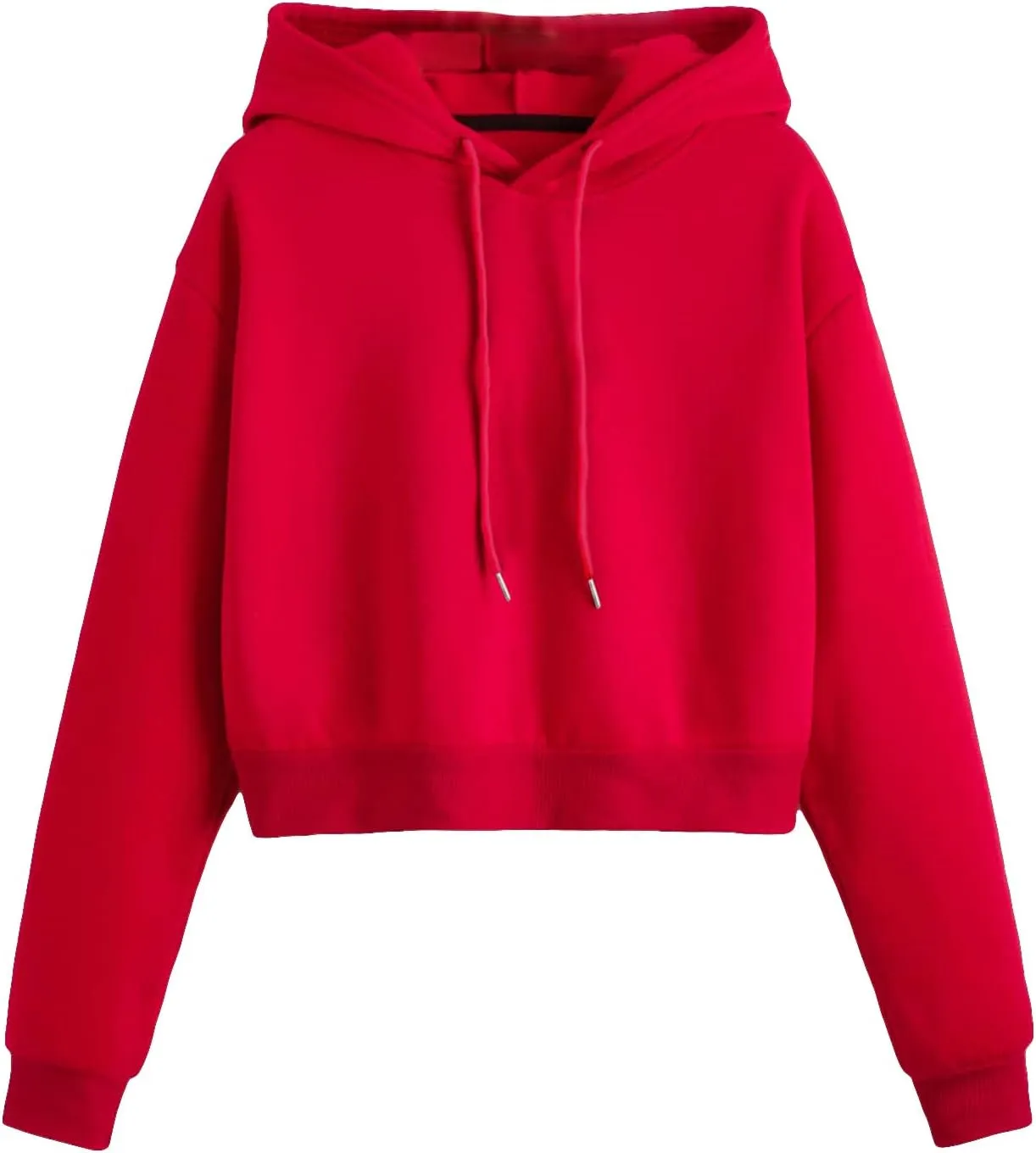 SHENHE Women's Cropped Sweatshirt Long Sleeves Drawstring Pullover Simple Crop Hoodie