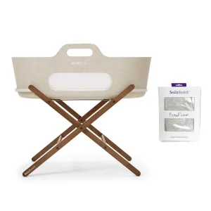 SnuzBaskit Barley Moses Basket   Walnut Stand - Barley / Walnut