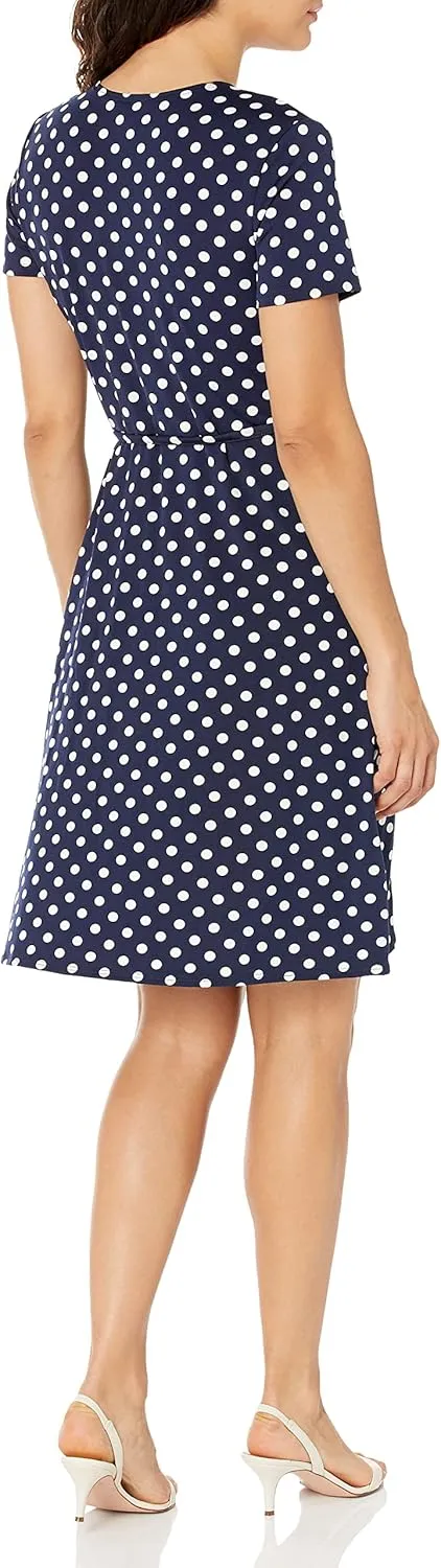 Star Vixen Women's Plus-Size Short-Sleeve Ballerina Wrap Dress