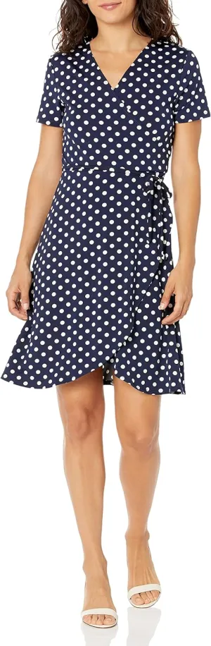 Star Vixen Women's Plus-Size Short-Sleeve Ballerina Wrap Dress