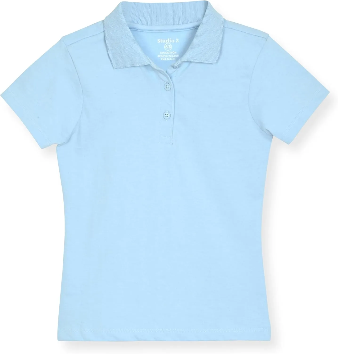Studio 3 Girls' 4-Pack Soft Jersey Short Sleeve Polo Shirts
