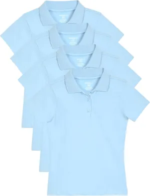 Studio 3 Girls' 4-Pack Soft Jersey Short Sleeve Polo Shirts