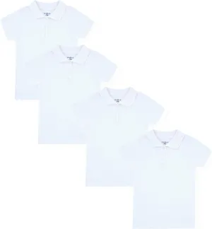 Studio 3 Girls' 4-Pack Soft Jersey Short Sleeve Polo Shirts