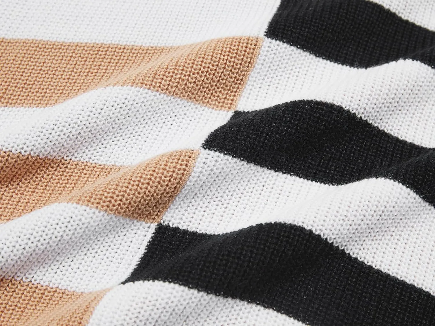 Wenrine Womens Short Sleeve Striped Dress Summer Knitted Scoop Neck Color Block Casual Maxi Dress