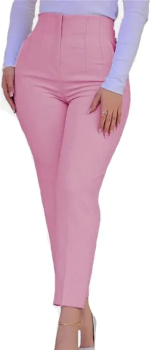 Womens High Waisted Pants Trendy Pleated Straight Leg Dress Pant Business Work Casual Trousers