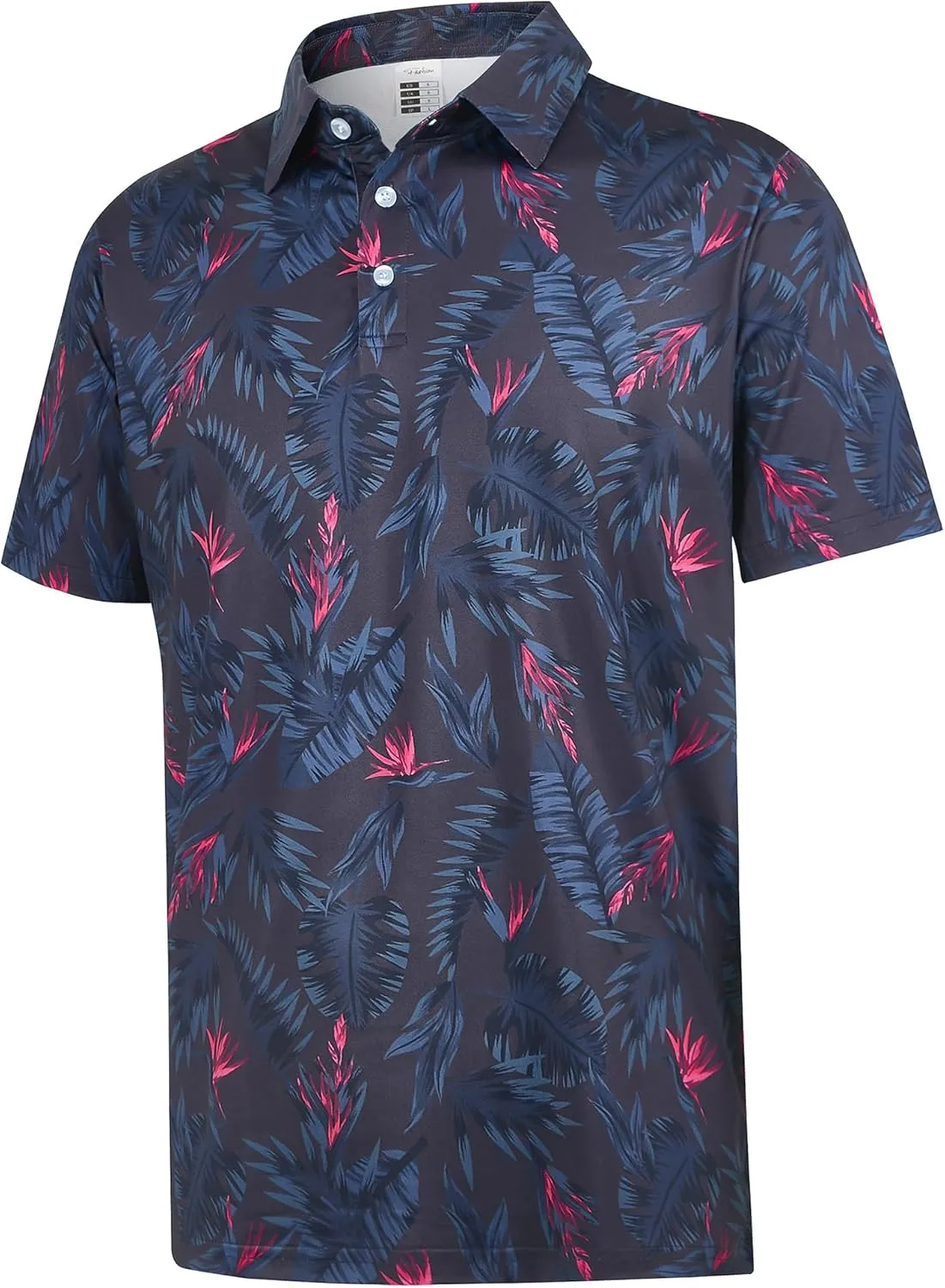 zeetoo Mens Golf Polo Shirt Hawaiian Polo Shirts for Men Moisture Wicking Dry Fit Soft Breathable Short Sleeve 4-Way Stretch